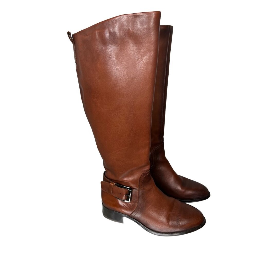 Aldo Brown Leather Knee-Length Riding Boots With Side Zipper Size 6